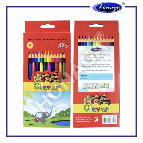 Jual Pensil 12 Warna Clever Star 12w Panjang Hexagonal Colour Pencil