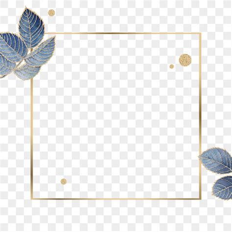 Leafy Golden Square Frame Design Premium PNG Rawpixel