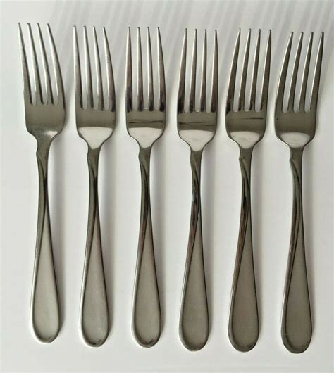 Set Of 6 Oneida Satin Flight 7 38 Dinner Forks 188 Stainless Steel