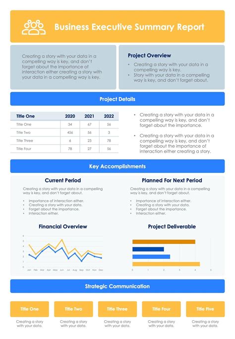 Yellow Business Executive One Page Summary Report Document Infografolio