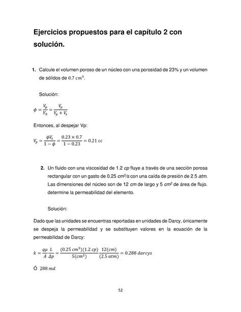 Ejercicios Resueltos Propiedades De Las Rocas Y Los Fluidos