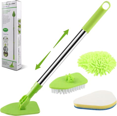 Bathroom Cleaning Brush 3 In 1 Tub Tile Scrubbing Brush With