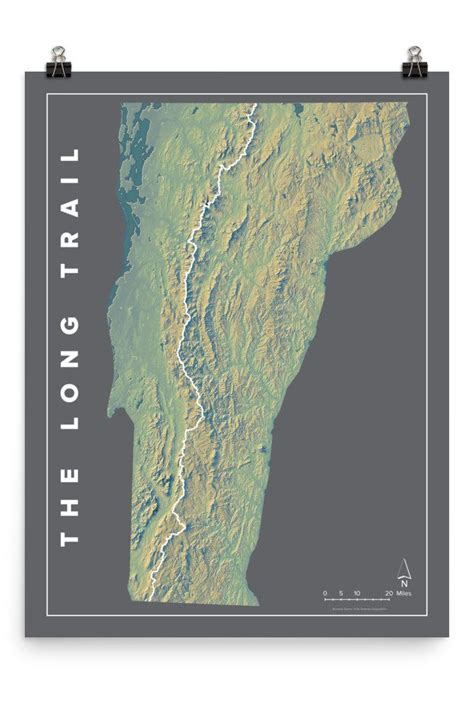 The Long Trail Vermont Map Poster - Etsy | Map poster, Map art, Thru hiking