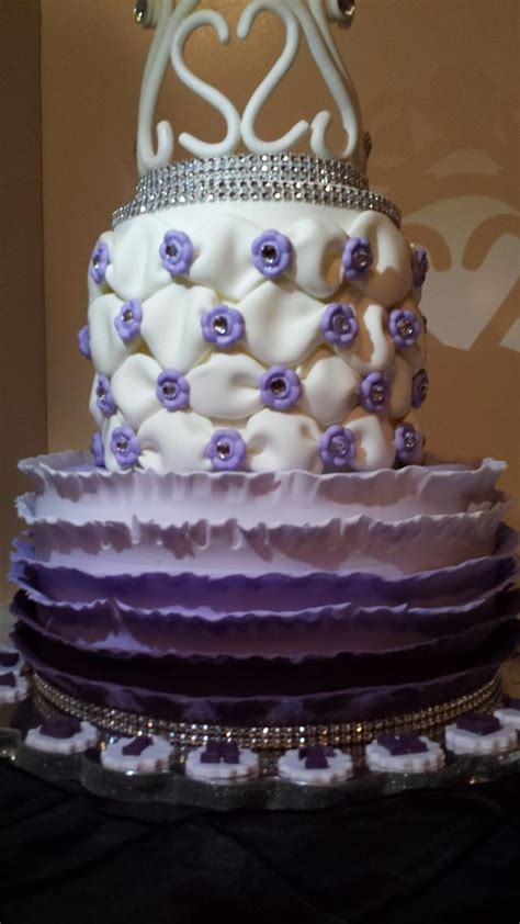 Purple Ombre Ruffles Billowing And A Crown Too Cake CakesDecor