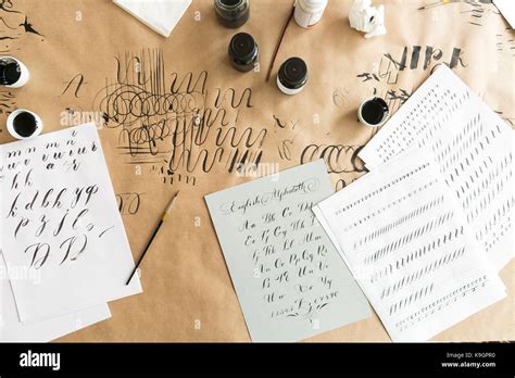 Lettering Creation Work Concept Paper With Linens For Training