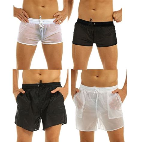 Men S See Through Surf Board Shorts Summer Beach Shorts Swimming Trunks Swimsuit Ebay