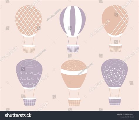 Set Cartoon Hot Air Balloon Scandinavian Stock Vector Royalty Free Shutterstock