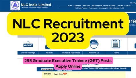 NLC Recruitment 2023 295 Graduate Executive Trainee GET Posts Apply