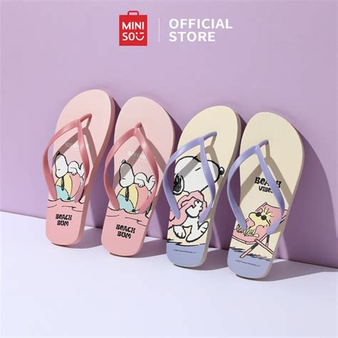 Jual MINISO Snoopy Sandal Jepit Wanita Uniseks Pria Dan Wanita Sandal