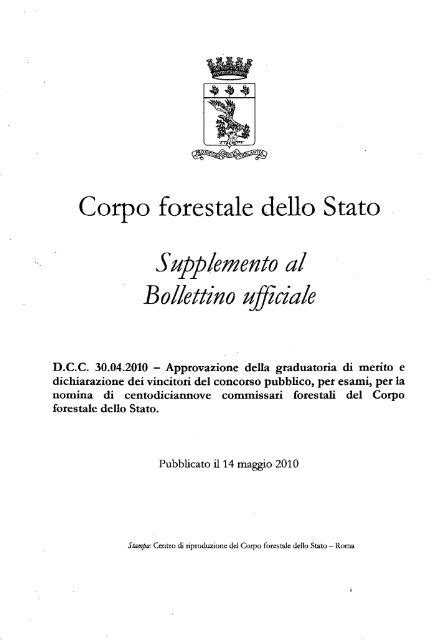 Corpo Forestale Dello Stato Supplemento Al Bollettino Ufficiale Sapaf