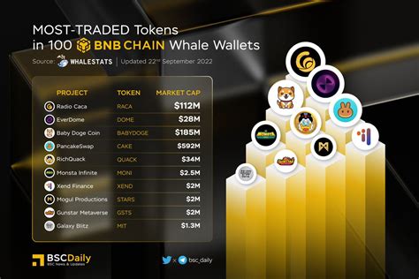 BSCDaily On Twitter MOST TRADED Tokens In 100 BNBCHAIN Whale