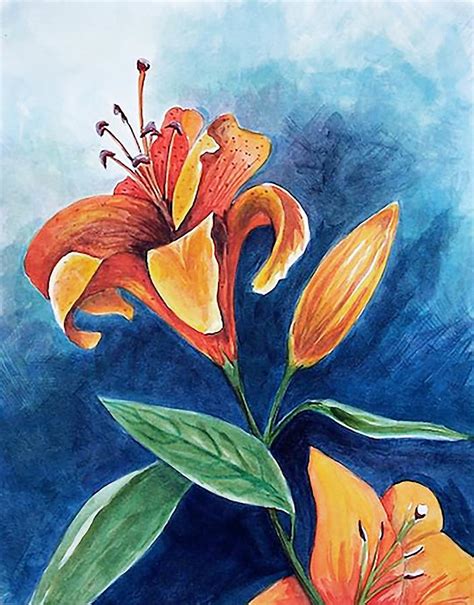 Tiger Lily Blue Painting By Barbara Beck Azar Fine Art America