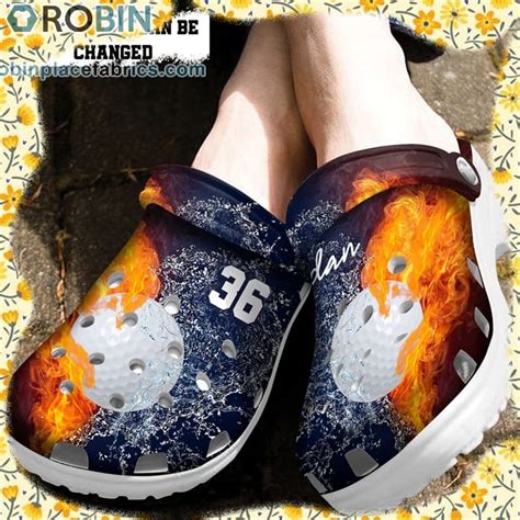 Custom Crocs Personalized Fire And Water Golf Clog Shoes