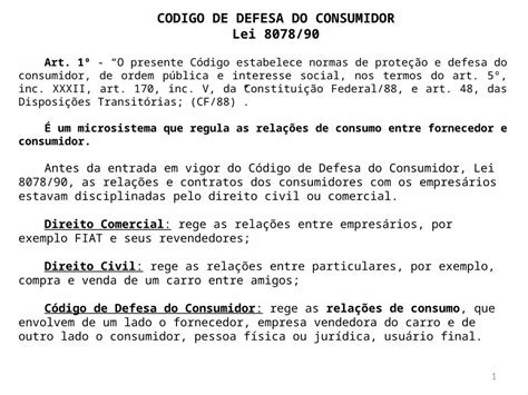 Ppt Codigo De Defesa Do Consumidor Lei 807890 Art 1º “o Presente