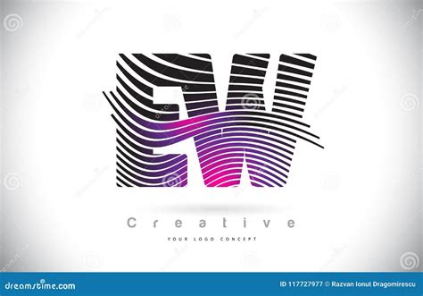 Letra Logo Design With Creative Lines Da Textura Da Zebra Do EW E W E