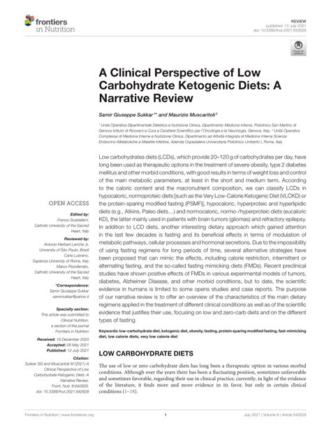 Pdf A Clinical Perspective Of Low Carbohydrate Ketogenic Diets A Narrative Review