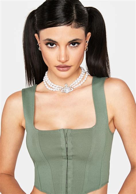 Square Neckline Corset Top Green Dolls Kill