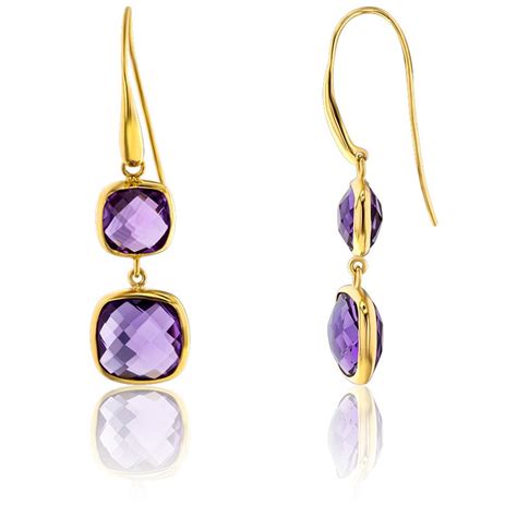 Boucles D Oreilles Pendantes Or Jaune Et Am Thystes Ocarat