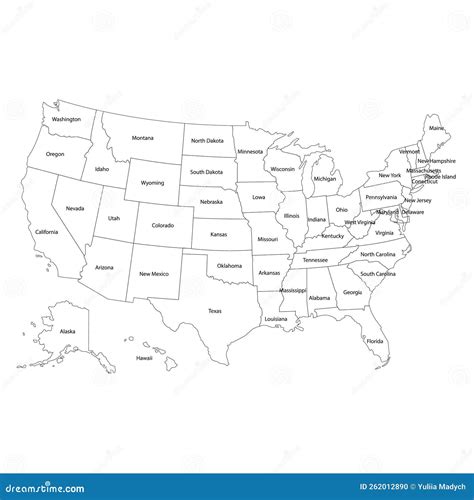 Poster Map Of The United States Of America With The Names Of The States