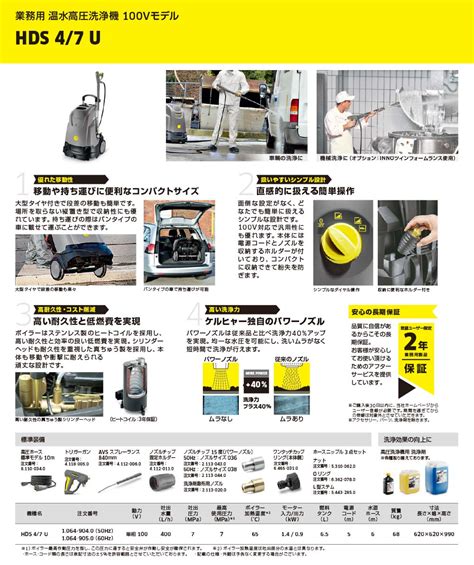 ケルヒャー Karcher 業務用 温水 高圧洗浄機 Hds4 7u 60hz 西日本用 単相100v電源 ケルヒャー特集 1 064 905