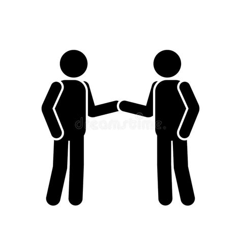 Stick Figure Handshake Pictogram Depicting Two Men Shaking Hands With