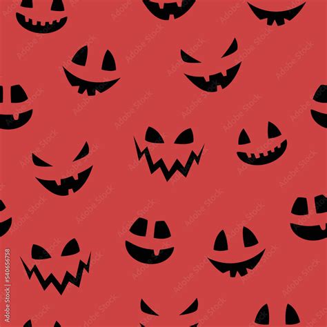 Creepy Halloween Wallpaper With Pumpkin Face Seamless Pattern Vector