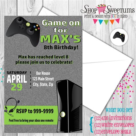 Gamer Invitation Xbox Party Invitation