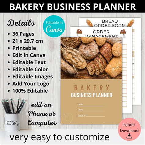 Bakery Business Planner Bakery Journal Bakery Content Etsy