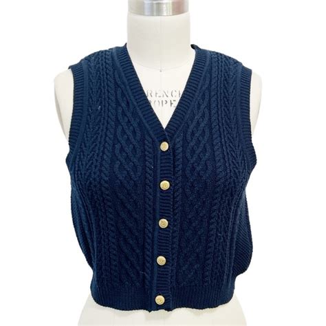 Vintage Sweaters Vintage Cable Knit Button Down Knitted Sleeveless