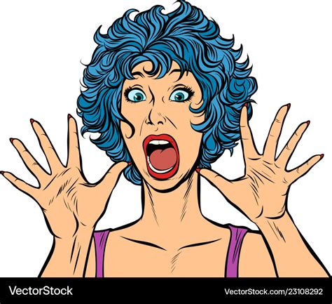 Woman Panic Fear Surprise Gesture Girls 80s Vector Image