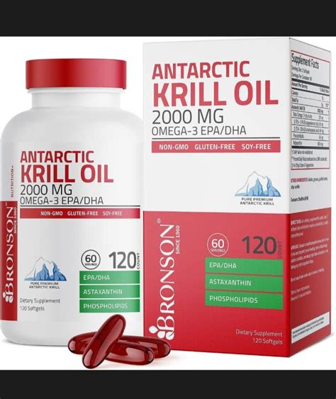 Bronson Antarctic Krill Oil 2000 Mg With Omega 3s EPA DHA Astaxanthin