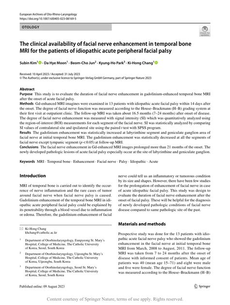 The Clinical Availability Of Facial Nerve Enhancement In Temporal Bone