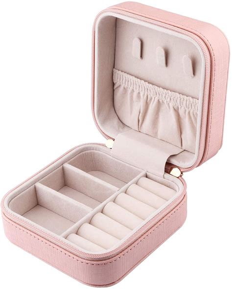 Mini Porta Joias Rosa S Espelho Para Viagem Bolsa Anel Colar