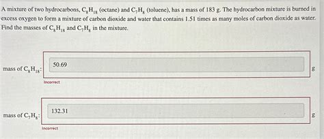 Solved A Mixture Of Two Hydrocarbons C8h18 Octane ﻿and