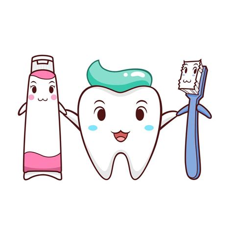 Ilustración De Dibujos Animados De Dientes Cepillo De Dientes Y Pasta De Dientes 4977511