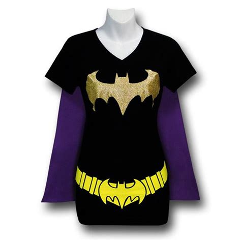 Batgirl Womens V Neck Caped Costume T Shirt