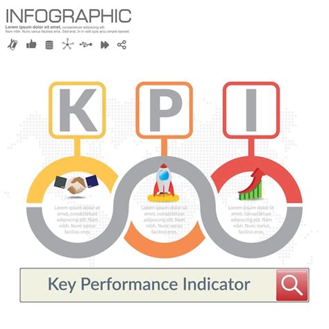 Concepto de kpi de infografía con iconos de marketing Vector Premium