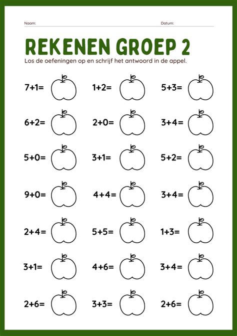 Rekenen Groep 2 Appels Werkblad Sprankel Online