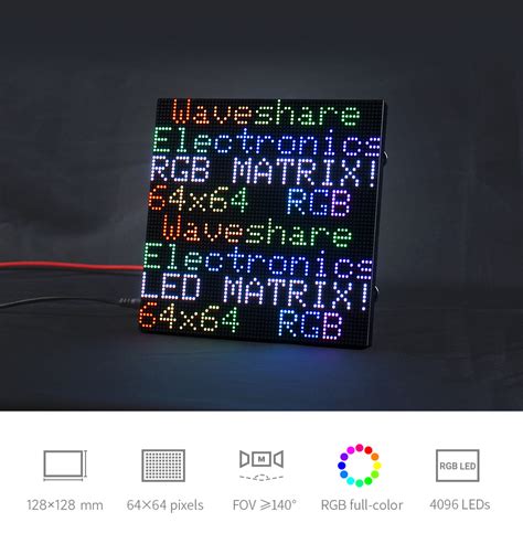 RGB Full Color LED Matrix Panel 2mm Pitch 64x64 Pixels Adjustable