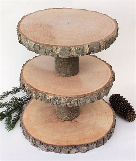 3 Niveaux Rustique Cup Cake Stand Socle En Bois Gâteau Rustic Cake