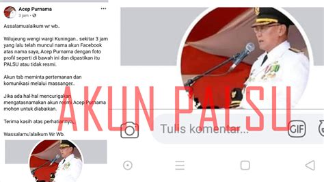 Akun Facebook Palsu Atas Nama Acep Purnama Bupati Kuningan