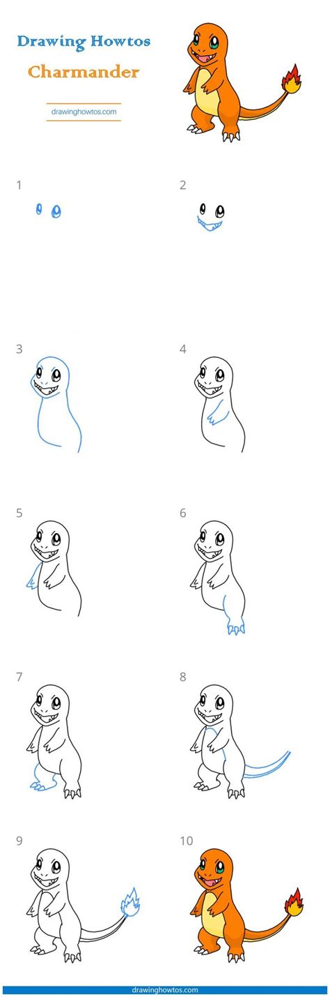 How To Draw Charmander From Pokemon Step By Step Easy Drawing Guides