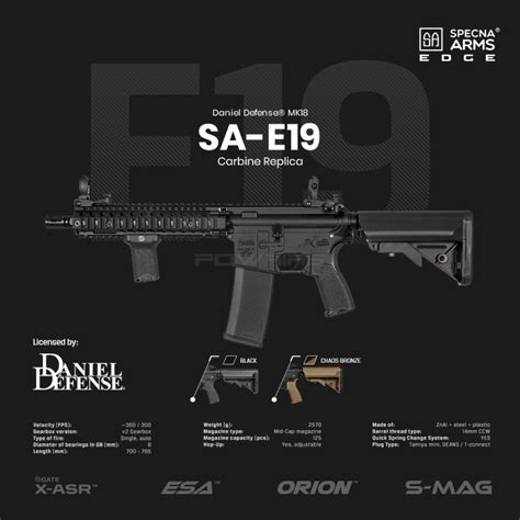 Specna Arms SA E19 EDGE Gate X ASR Mk18 Daniel Defense Noir