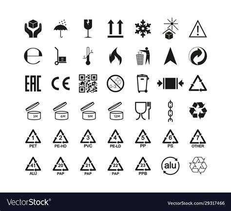 Packaging Icons Package Signs Set Royalty Free Vector Image