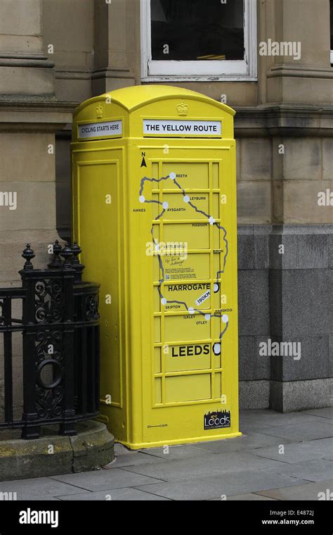 Leeds Yorkshire Uk July 5th 2014 Le Grand Depart Tour De France Painted Telephone Boxes