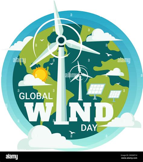 Global Wind Day Vector Illustration On June 15 With Earth Globe And