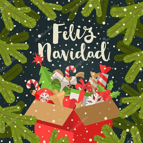 Feliz Navidad Saludos Navide Os En Espa Ol Caligraf A Y Caja De