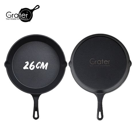 26cm Grater Pre Seasoned Cast Iron Skillet Round Pan [10 ] Pgmall