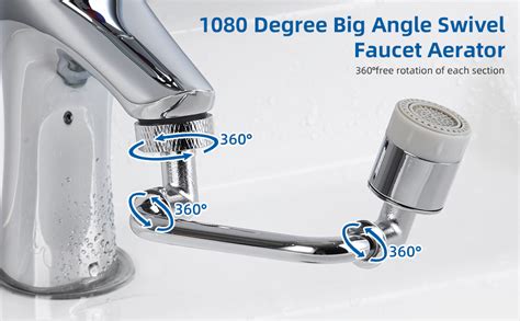 Hibbent Tap Aerator 1080 Degree Swivel Faucet For Bathroom Sink Dual