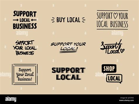 Support Your Local Business Badges Set Group Of Buy And Shop Local